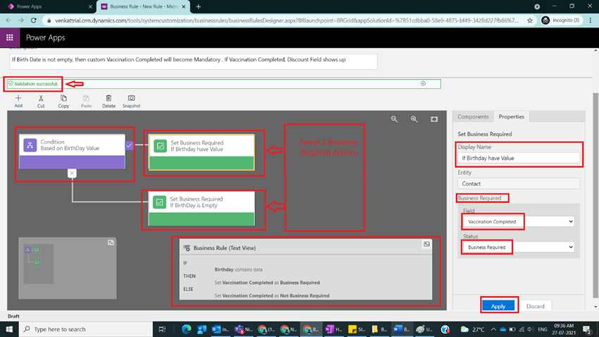 Business Rules with Actions Set Business Required/Visibility in Model Driven Power Apps